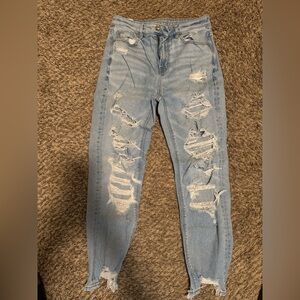 American Eagle Mom jeans - light wash destroy size 4 regular